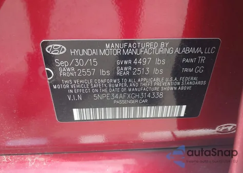 2016 Hyundai Sonata Sport из США, поврежденный, VIN 5NPE34AFXGH314338